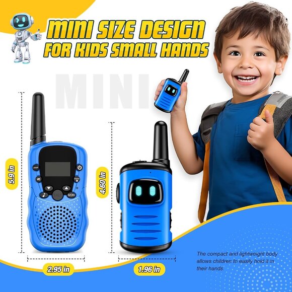 Kids Mini Walkie Talkies Robot Design | Ages 3-6 | 1000 ft Range | - Picture 4 of 6